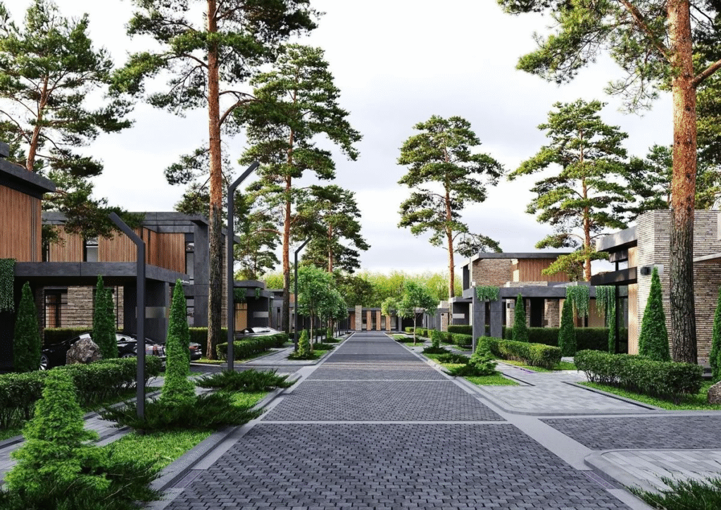 Connected boutique villas with private courtyards for multigenerational wellness retreat design