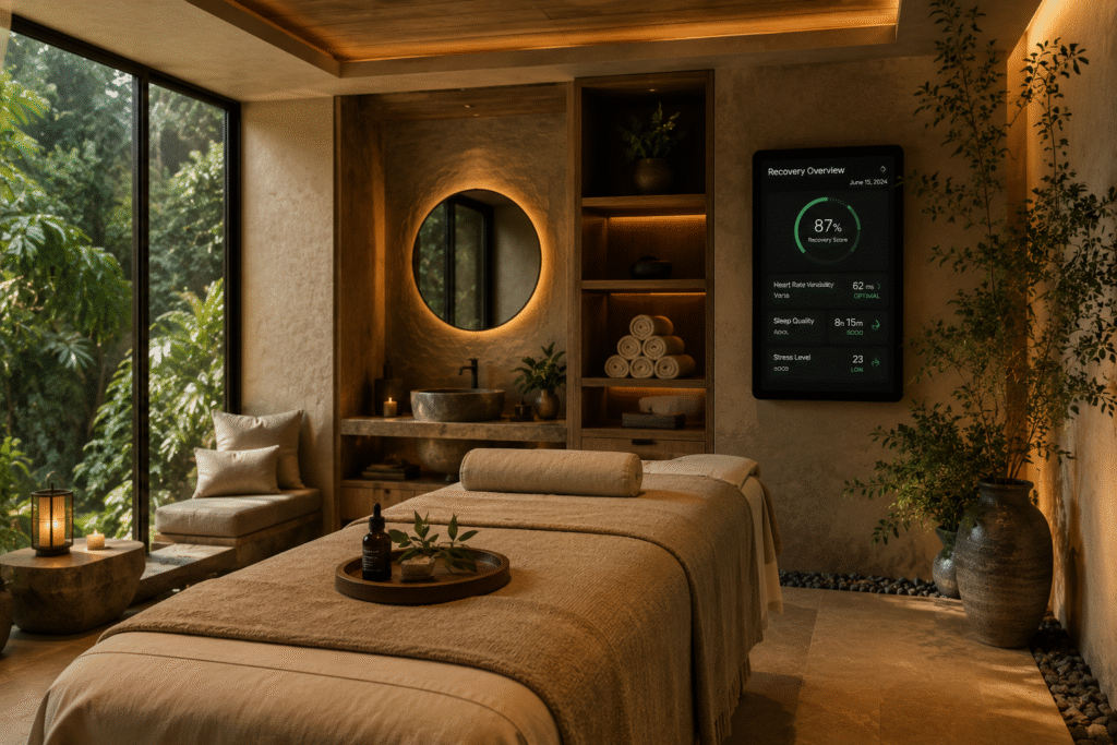 AI-enhanced wellness suite in boutique hospitality design