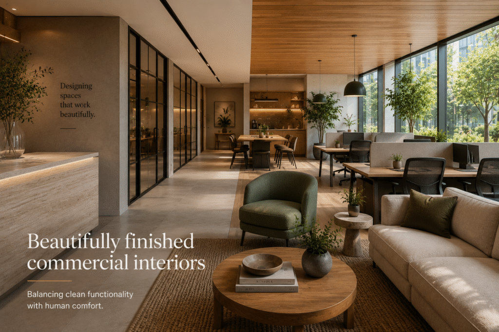 Completed commercial interior supporting productivity and well-being